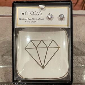 Macy's Gold and Silver Cubic Zirconia Stud Earrings